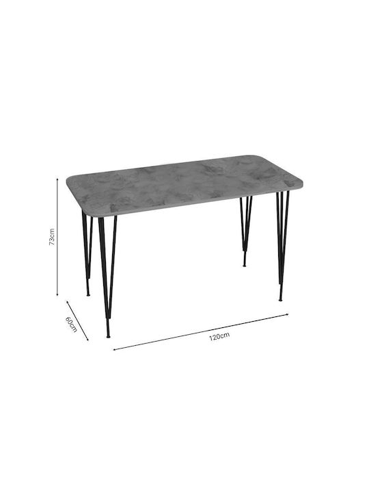 Polkan Outdoor Dinner Table with Wood Surface and Metal Frame Grey-black 120x60x73cm