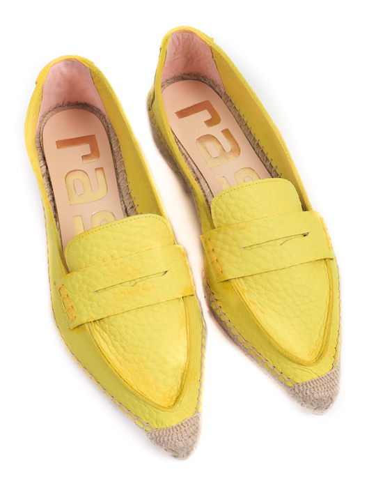 Ras Lederne Damen Espadrilles in Gelb Farbe