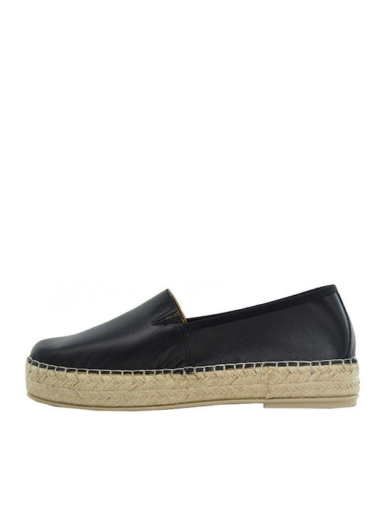Women's Leather Espadrilles Black