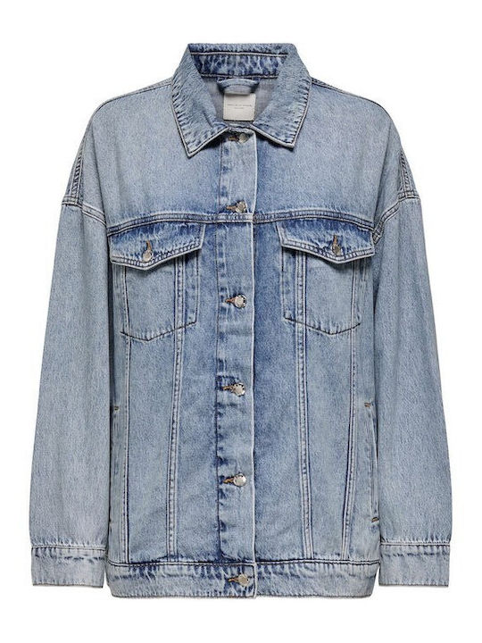 Only Women's Long Jean Jacket for Spring or Autumn Medium Blue