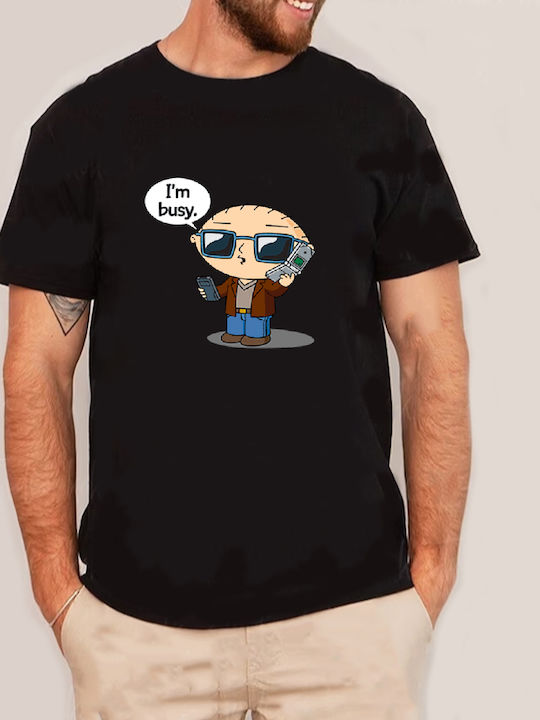 T-shirt Family Guy Homme - Stewie Noir Taille L - 100% Coton Vintage