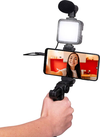 Grundig Selfie-Stick Handy-Stative Bluetooth mit Aufhelllicht Schwarz