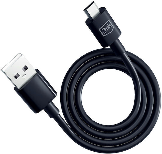 3MK Regular USB 2.0 to micro USB Cable Μαύρο 1.2m