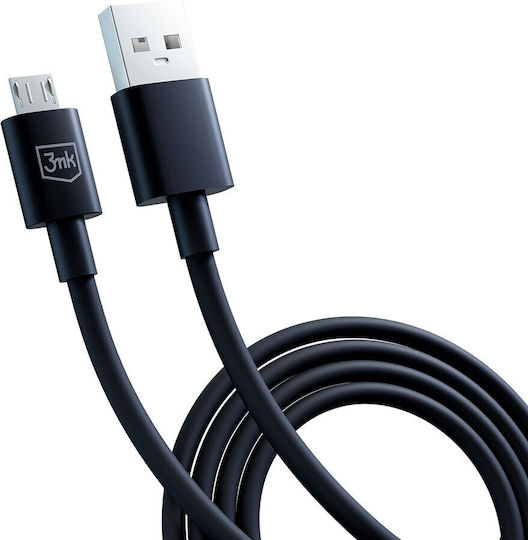 3MK Regular USB 2.0 to micro USB Cable Μαύρο 1.2m