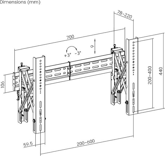 Brateck LVW02E-46T Wandhalterung für Fernseher mit Arm bis 70" und 70kg Schwarz
