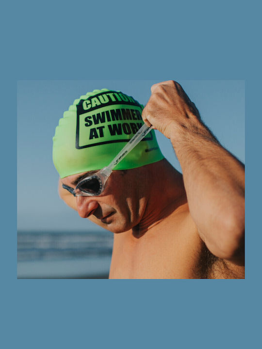 Buddyswim Caution Swimmer At Work Σκουφάκι Κολύμβησης Ενηλίκων Πράσινο