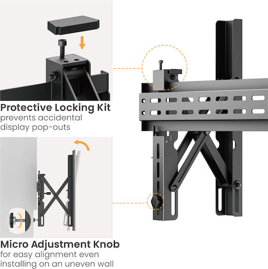 Brateck LVW02E-48T Wall TV Mount with Arm up to 70" and 70kg Black