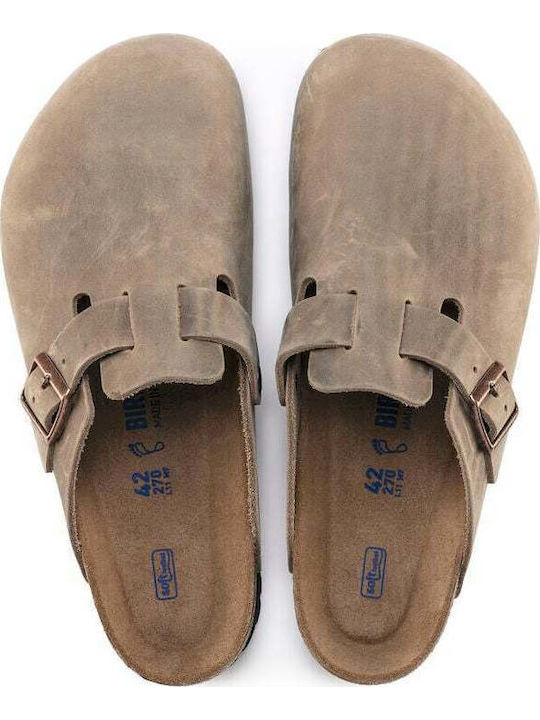 Boston Oiled Leather Кожени Зимни Мъжки Чехли Табако Кафяв Тясна Кройка