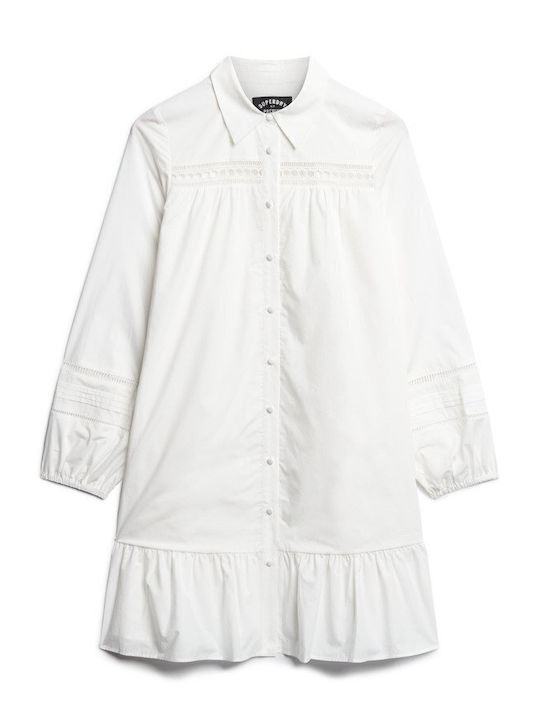 Summer Mini Shirt Dress Chalk White