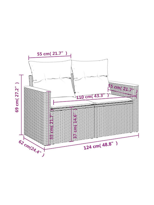 Canapea Cu Patru Locuri De Exterior Din Rattan Cu Perne 55x55x69cm