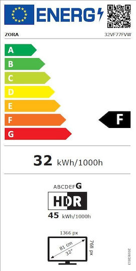 Crown Смарт Телевизор 32" Full HD LED 32VF77FVW HDR (2023)