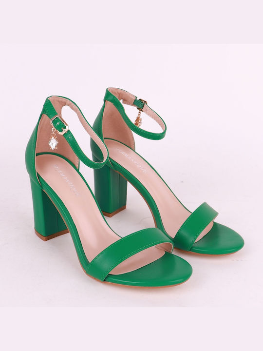 Diamantique Women's Sandals with Ankle Strap Green