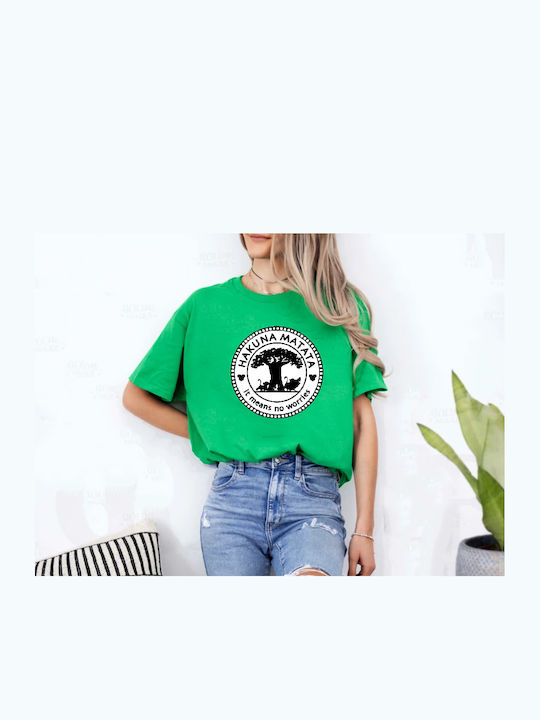 Fruit of the Loom Lion King Hakuna Matata Original T-shirt Green Cotton
