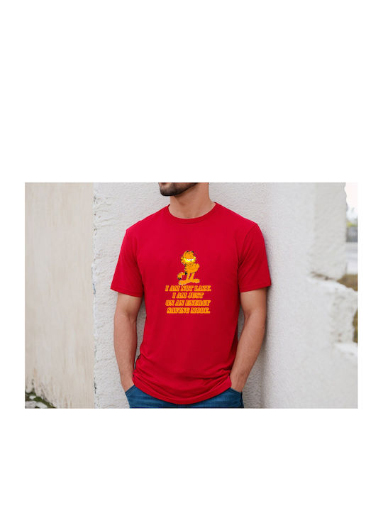 Fruit of the Loom T-shirt Κόκκινο Βαμβακερό Lazy Garfield Original