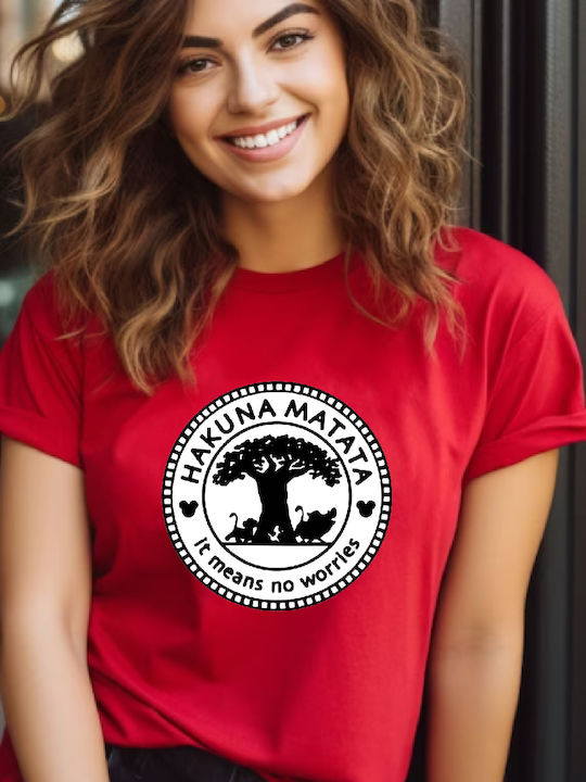 Fruit of the Loom Lion King Hakuna Matata Original T-shirt Red Cotton Lion King Hakuna Matata