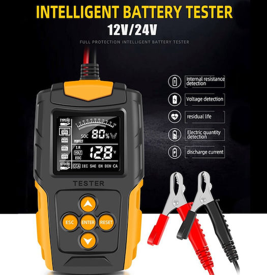 30239-408 Ψηφιακό Battery Tester με Κροκοδειλάκια