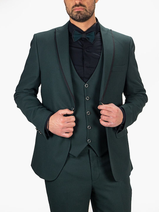 Boston Men's Summer Suit with Vest olive oil