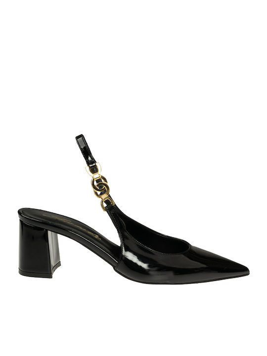 Synthetic Leather Black Medium Heels