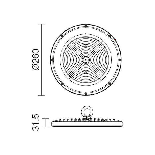 Spot Light Φωτιστικό Καμπάνα 100W Ψυχρό Λευκό 10lm με Ενσωματωμένο LED Γκρι Ø26cm