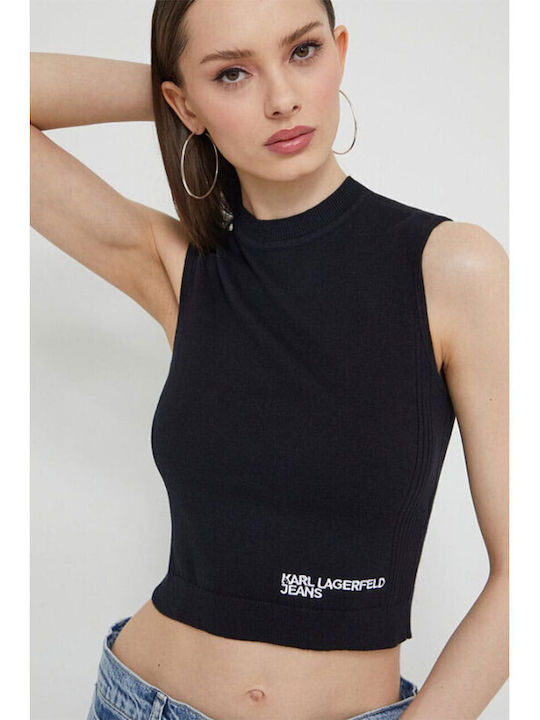 Karl Lagerfeld pentru Femei de Vară Bluză din Bumbac Fără mâneci Black