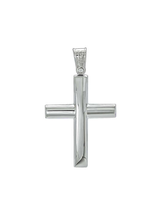 Kiriakos Gofas Men's White Gold Cross 14K with Chain