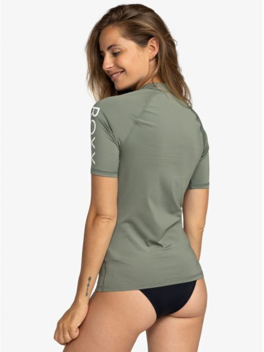 Roxy Γυναικεία Κοντομάνικη Αντηλιακή Μπλούζα Πράσινη