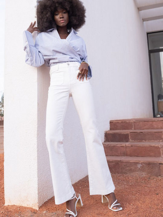 High Waist Women's Jean Trousers White
