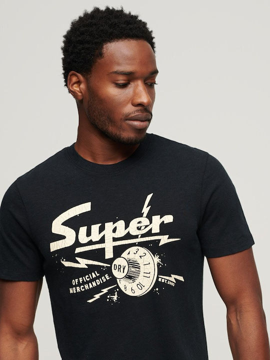 Superdry Herren T-Shirt Kurzarm Schwarz