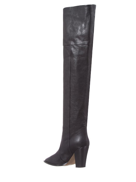 Leather Over the Knee Women's Boots Black