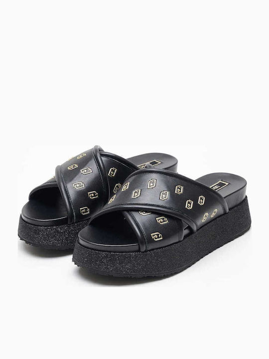 Frida Γυναικεία Σανδάλια Flatforms Μαύρα