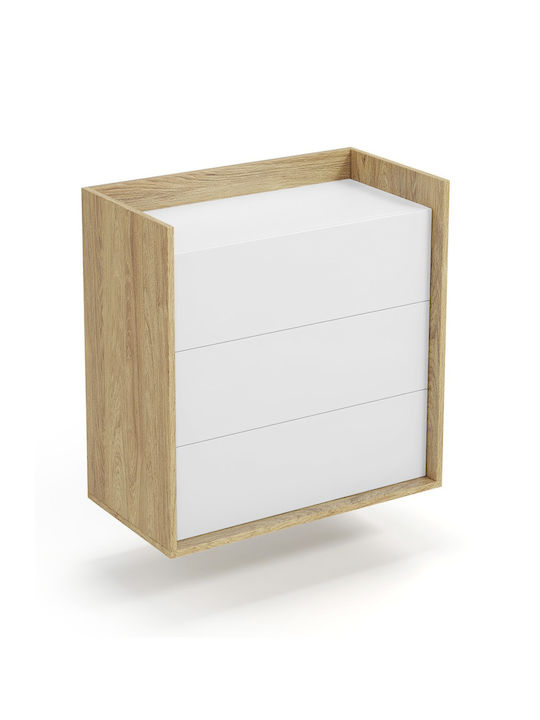 Kids Chest of Drawers White with 3 Drawers 78x41x83cm