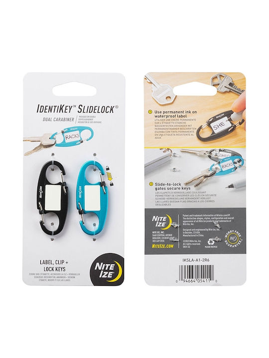Niteize Set of Keychains Slidelock Dual Carabiner Plastic Black 2 Pieces