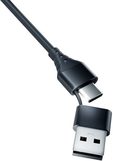 3MK Braided USB to Lightning / Type-C / micro USB Cable 3A Μαύρο 1.5m