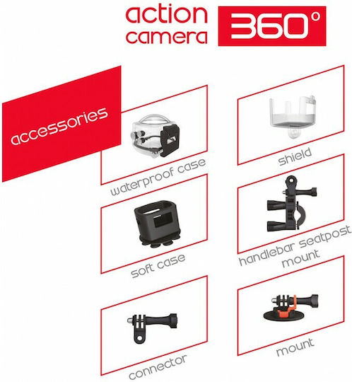 Billow XS360PRO Action Camera Full HD (1080p) 360° Capture Underwater (with Case) and Wi-Fi Black