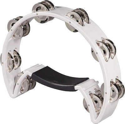 Gewa Jingle Wreath Half Moon White Plastic Handheld Tambourine Jingles in Double Row