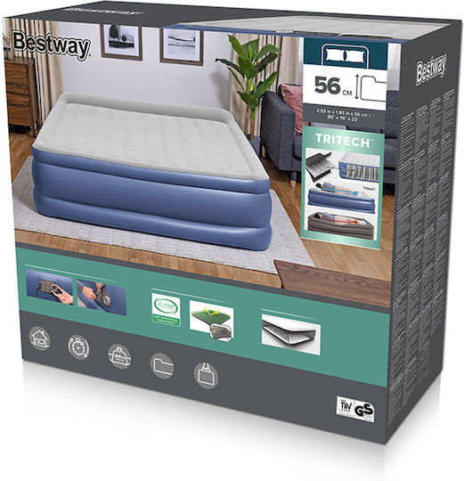 Bestway King Size Camping-Luftmatratze mit Elektrischer Pumpe 203x193x56cm Blau
