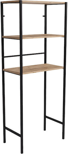 Pakketo Zermin Επιτοίχια Ραφιέρα Μπάνιου Μεταλλική 70x25x150cm Μαύρη