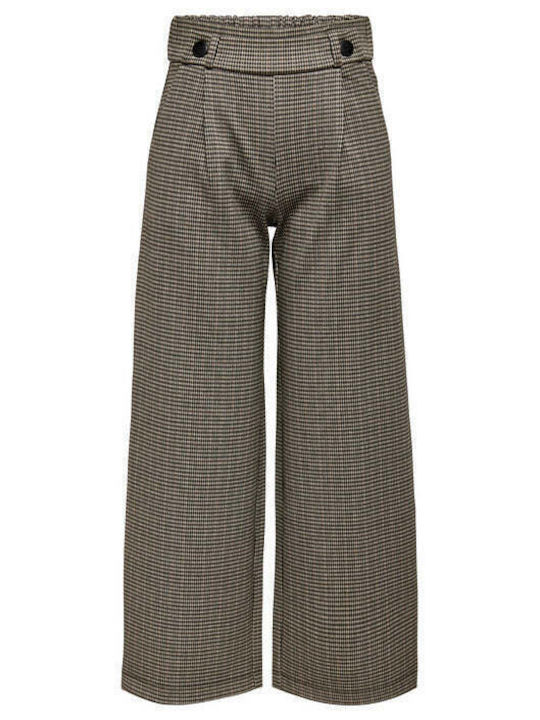Jacqueline De Yong Women's Fabric Trousers Checked Beige