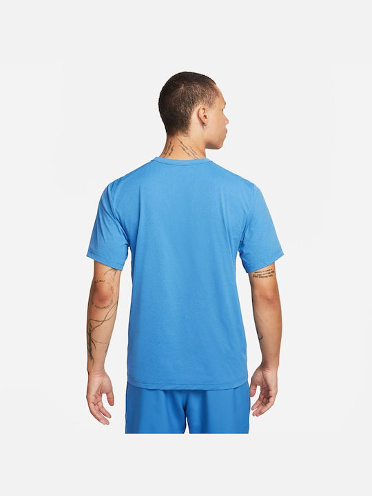 Nike Hyverse Bărbați T-shirt Sportiv cu Mânecă Scurtă Dri-Fit Albastru