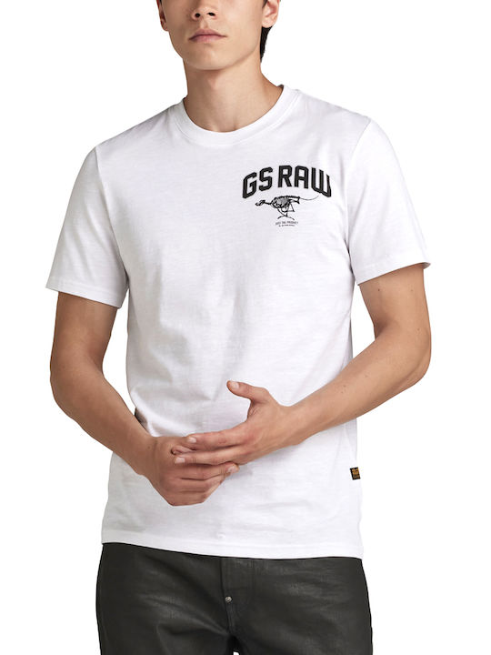 G-Star Raw T-shirt Bărbătesc cu Mânecă Scurtă Alb