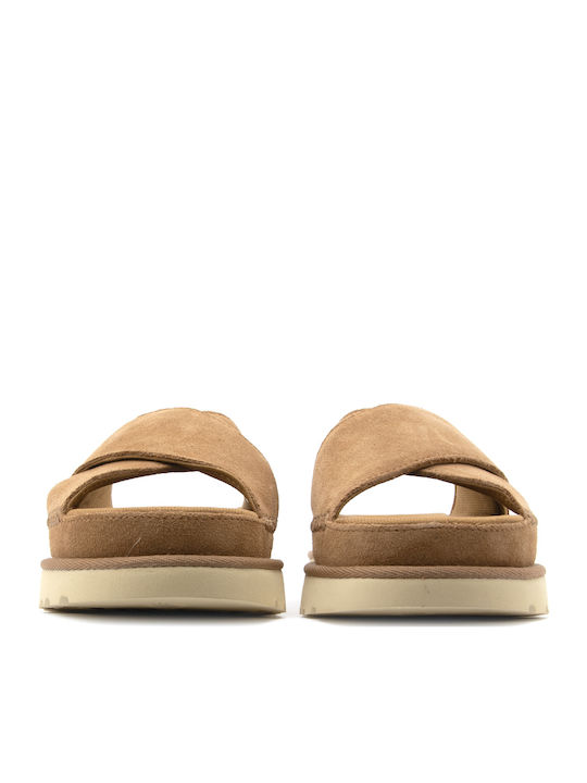 Goldenstar Γυναικεία Σανδάλια Flatforms Ταμπά