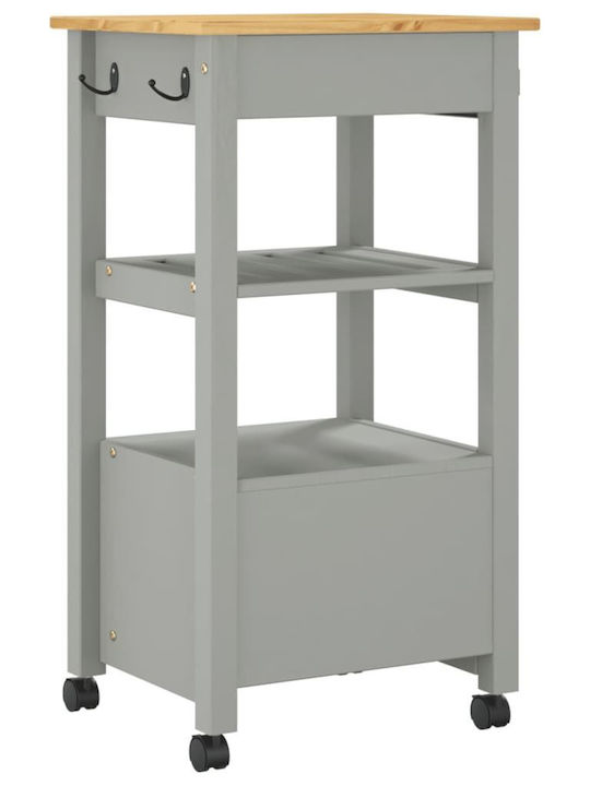 vidaXL Raft Bucătărie Lemn Capacitate 4 Gri 48x40x90cm