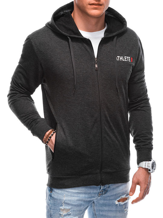 Edoti Men's Sweatshirt Jacket with Hood Dark Grey