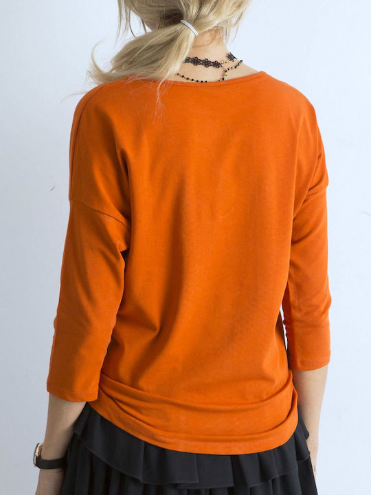 BFG Women's Blouse Cotton with 3/4 Sleeve Dark Orange