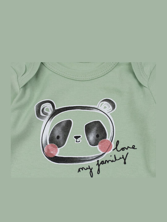 Miniworld Set Body pentru Bebeluși Mânecă lungă cu Pantaloni Verde 4buc