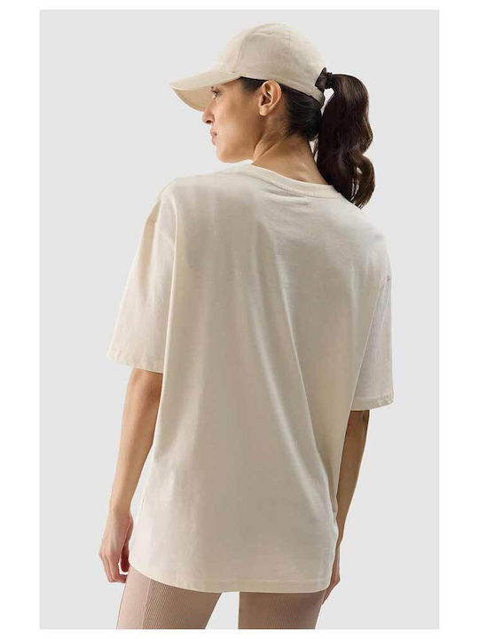 4F Women's Summer Blouse Cotton Short Sleeve Beige