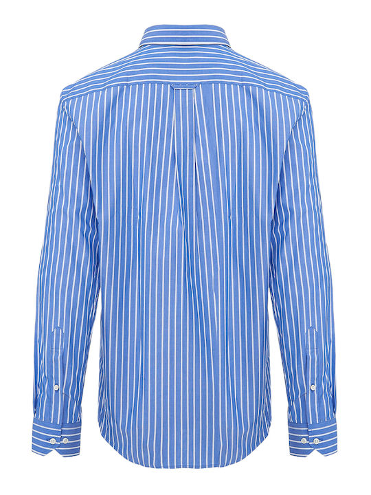 The Bostonians Men's Shirt Long Sleeve Cotton Striped Blue