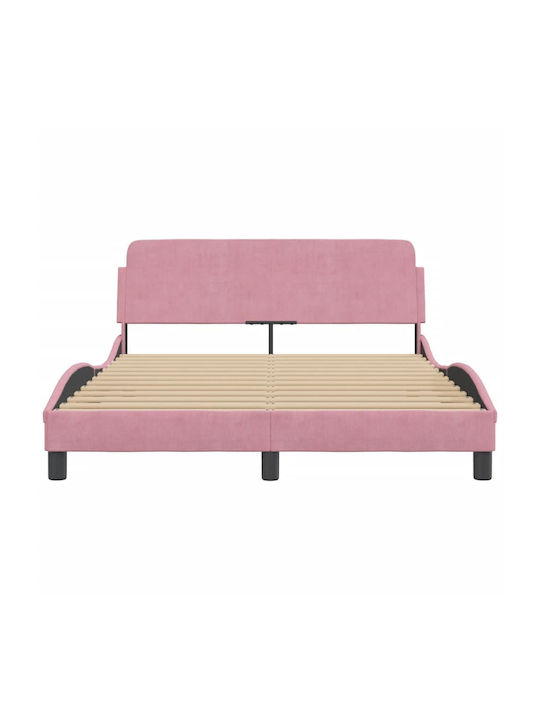 Pat Semi-dublu din Lemn Masiv Rose cu Lamele pentru Saltea 120x200cm
