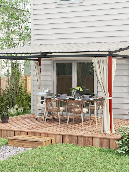 Outsunny Terrace Sideway Tent Beige 3.4x3cm