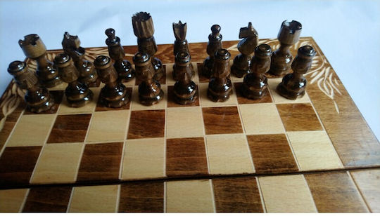 Magic Puzzle Box Handgefertigt Schach aus Holz mit Spielsteinen 25x25cm
